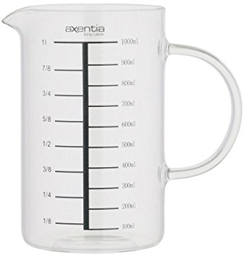 axentia Messbecher aus Glas-Glasmessbecher 1 Liter hitzebeständig, Kunststoff, transparent, 16 x 10 x 16.5 cm, 6-Einheiten