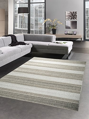 CARPETIA Teppich Sisal Optik Küchenläufer Küchenteppich Streifen grau Größe 120x170 cm