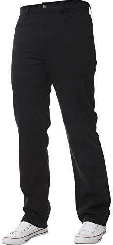 Mens Straight Leg Basic Heavy Work Jeans Denim Pants All Waist Big Sizes Black 50 W X32L
