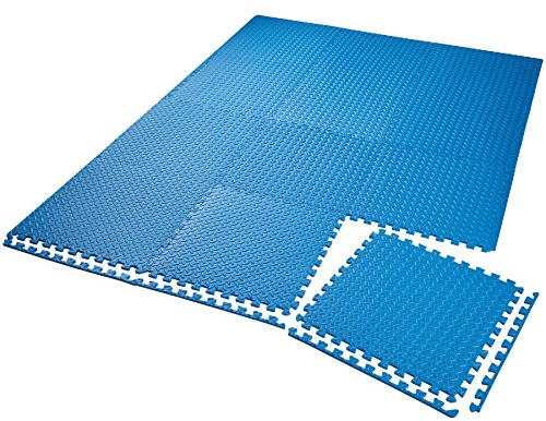 tectake Bodenschutzmatte, Puzzle Matte für den Boden, Schutzmatten für Fitness Übungen, Fitnessgeräte, als Fallschutzmatten indoor, Belag für Garagenboden, dicke Puzzlematten 61cm x 61cm