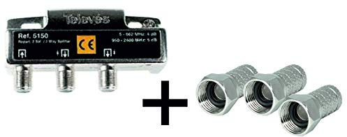 REPARTIDOR 2 Salidas para SEÑAL DE Antena TV TDT Ref5150 + 3 CONECTORS F
