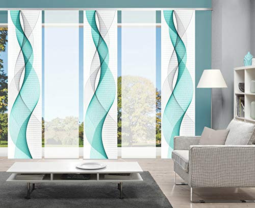 wohnfuehlidee 5er-Set Schiebegardine DILAILA, Blickdicht, Höhe 245 cm, türkis