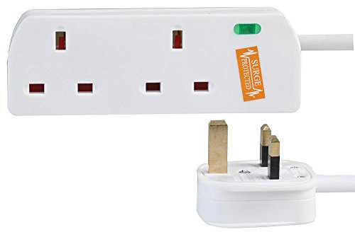 PRO ELEC PELB1949 2 Gang Surge Protected Extension Lead White, 3m