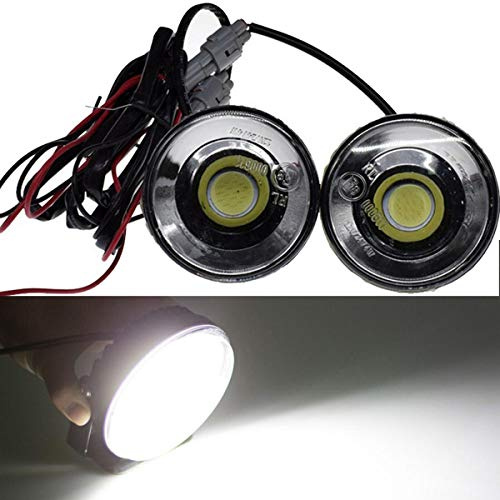 FOLGEMIR COB LED Tagfahrlicht rund, 12V / 24V Tagfahrleuchten, E8 Scheinwerfer, Nebelscheinwerfer, Weiß