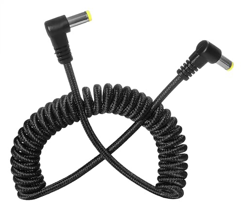 KONDOR BLUE | DC to DC 2.1/5.5 Male Coiled Power Cable | 15.5-39 Compatible with Cinema V-Mount Plates, Monitors, Wireless Transmitters + More | Black