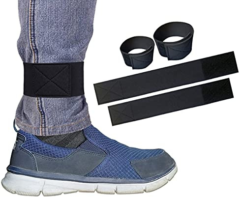 2 x ankel blusande strumpeband byxor remmar för vandring cykling trädgårdsarbete fiske sport (svart, L/XL (38 cm (15 tum) lång))