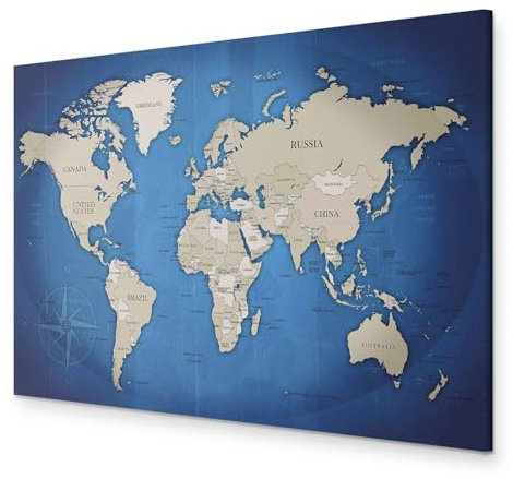 B&D XXL - Akustikbild Bilder Akustikschaum Hochleistungsschallabsorber Schallschutz Leinwand 1 tlg Wandbild Raumakustik Schalldämmung Poster Weltkarte Welt Landkarte Kontinente