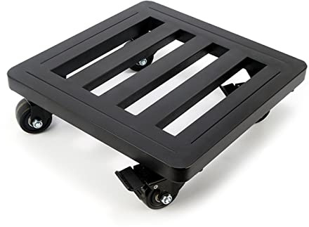 40cm/45cm/50cm Square Planter Caddy Flower Pot Stand, Metal Plant Stands Heavy Duty Plant Rollers For Flower Pot, Plant Trolley with Wheels for Indoor Outdoor Plant Pot ( Color : Black , Size : 45cm )