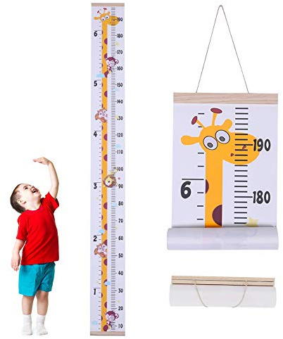 Fanshiontide Höhenmessung, grafisches Wachstum, zum Aufhängen an der Wand, Wachstumsbrett, Lineal für Jungen und Mädchen, Dekoration des Kinderzimmers, 20 x 200 cm (Giraffe)