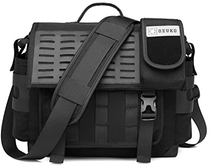 FANDARE Umhängetasche Herren Arbeitstasche Aktentasche Tragetasche Junge Schultertasche Männer Laptoptasche für 12.9 Zoll mit Multi-Tasche für Reise Schule Hochschule Arbeit Schulranzen Schwarz