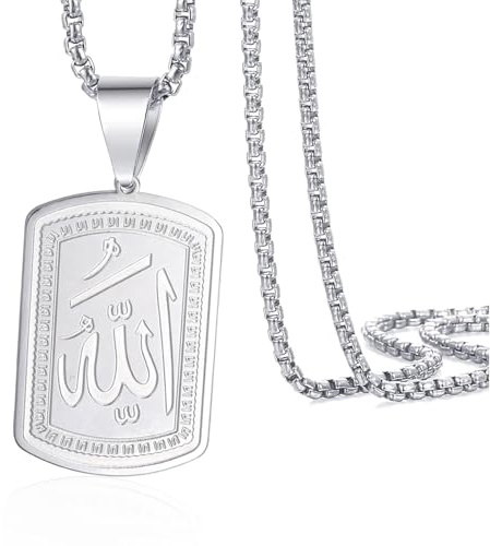 VASSAGO Allah Medaillon Anhänger Halskette islamischen Allah Symbol Halskette Edelstahl islamischen muslimischen religiösen Charme Schmuck Geschenk für Frauen Männer