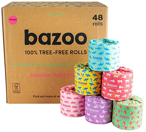 Luxury Bamboo Toilet Paper - 370 Sheets/Roll, Plastic Free, Eco Friendly, Septic Safe, Biodegradable Bath Tissue with Soft, Quick Dissolving 3 Ply Sheets - Double-Length Bamboo Toilet Rolls