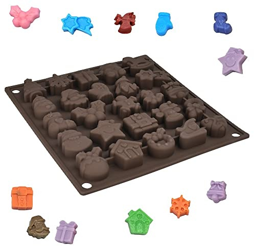KLYNGTSK Stampi di Cioccolato di Natale Stampi in Silicone per Caramelle Stampo per Cioccolato in Silicone Natale Stampo per Cioccolatini Antiaderente Natalizio Stampo A 25 Cavità Per Cioccolato Torte