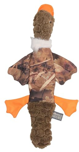 Dehner Wild Nature Hundespielzeug Outdoor Camo Duck, mit Quietscher, ca. 6 x 24 x 49 cm, Oxford-Baumwolle/Plüsch, braun