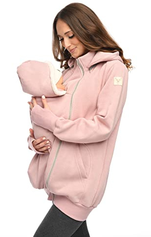 MijaCulture 3-i-1 bärjacka, mammatröja för bärduk, kängurujacka, 4132, ROSA, L