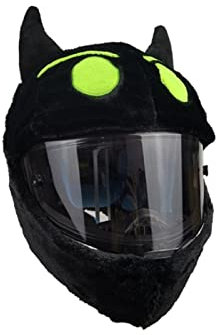 Towwoo Stoff-Cover für Motorradhelm, Cartoon Plüsch Tier Helm Schutzhülle, Anti-Staub Anti-Kratzer, Personalisierte Passend für Vollhelme (Schwarzer Dämon)
