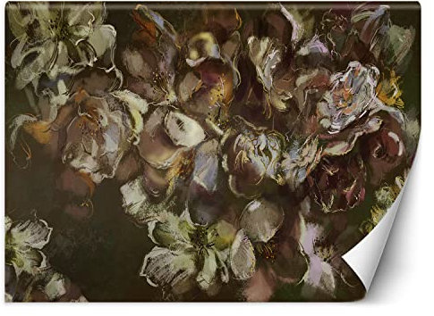 Feeby Papier Peint Intissé Fleurs Nature 250x175 cm vert XXL Moderne Décoration Murale Tableaux Muraux Tapisserie Salon Chambre à coucher Aquarelle Abstrait