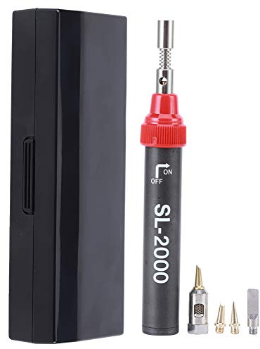 Vomeko (5 in 1) 11ML, SL-2000K cordless butane gas soldering iron, portable tip set with multiple tips, hot air gun blower, self-igniting, instant start, long lasting.
