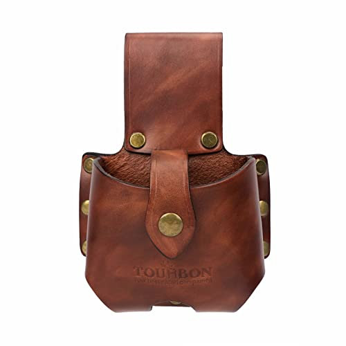 TOURBON Große Maßbandhalter aus echtem Leder Gürteltasche Elektriker Werkzeugholster