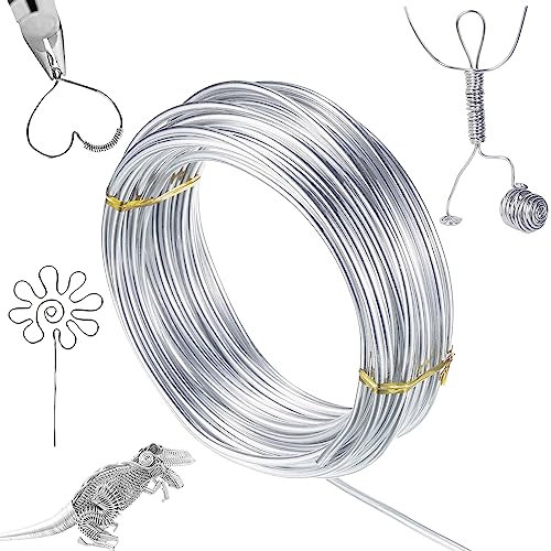 Sugeru Basteldraht 1mm x 28m - Silber | DIY Draht zum Basteln Schmuckdraht Aluminiumdraht Bindedraht Modellierdraht Draht Rostfrei für Schmuckherstellung Bastelarbeiten