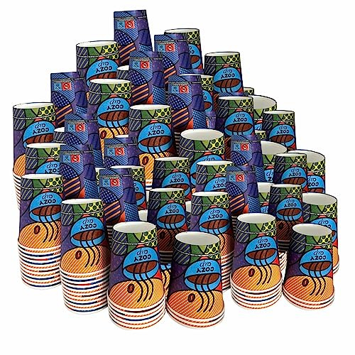 Intertan 600 Kaffeebecher To Go Pappe 240ml Design COZY CUPS Pappbecher Einwegbecher für Heißgetränke bis 95°C und Kaltgetränke Papp Becher für Unterwegs, Büro, Uni, Party, Picknick