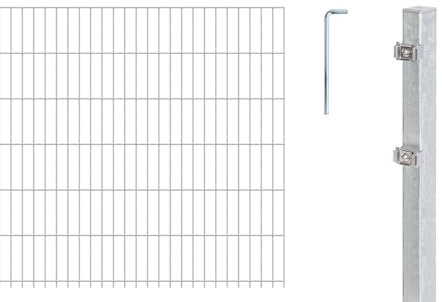 Alberts 669522 Doppelstabmattenzaun als 14 tlg. Zaun-Komplettset | verschiedene Längen und Höhen | feuerverzinkt | Höhe 103 cm | Länge 15 m