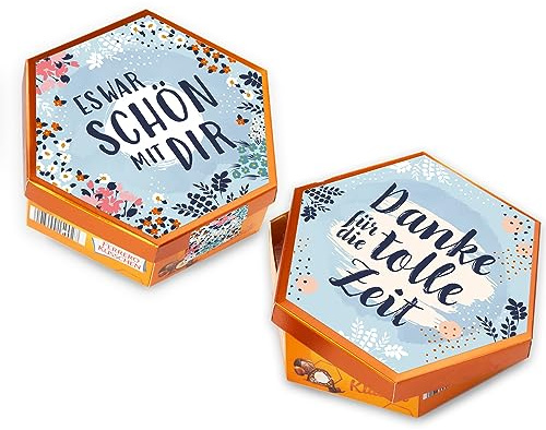 younikat Aufkleber-Set Abschied hellblau für Küsschen Schokolade - dv1290 | Geschenk Abschied Dankeschön Kollegen, blanko Aufkleber, selbstklebend, ohne Schokolade