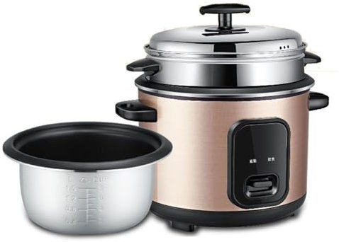 THEGA Olla Arrocera - Olla Arrocera con Recubrimiento Antiadherente, Olla Arrocera con Vaporera, Olla Arrocera Multifuncional, Olla Arrocera Doméstica, Incluye Inserto para Vaporera (Size : 3L)
