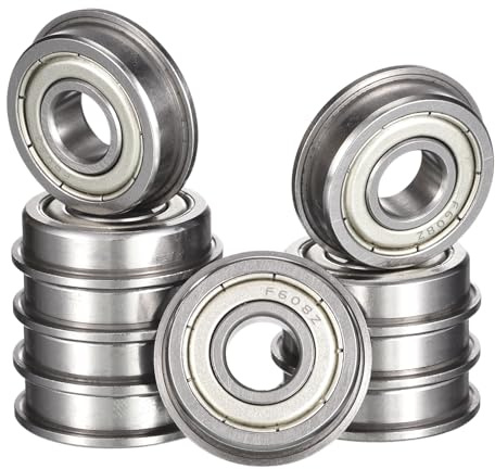 HiPicco F608ZZ Flanged Ball Bearing, ID 8mm x OD 22mm x Width 7mm Miniature Bearings, Double Metal Shielded Deep Groove Bearings, Pre-Lubricated (GCr15) Chrome Steel 10pcs