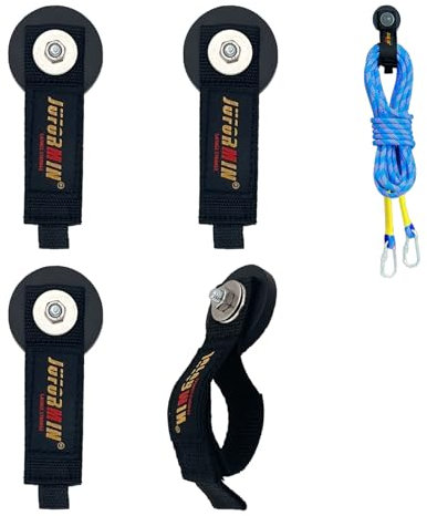 Juformin Heavy Duty Magnetic Hook, Magnetic Tool Holder, Magnetic Garage Hooks, Extension Cord Strap for Cable, Rope, Wire Storage in Garage,Workshop,RV,Pick-up(Dia.1.69 Magnet * 4Pcs)