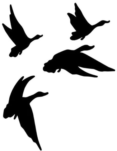 11.7x15.2CM Vier Fliegenden Wildenten Lustige Auto Aufkleber Vinyl Jagd Auto Styling Aufkleber Schwarz/Silber Auto Stoßstange WC Kühlschrank Wand Motorrad Fahrrad Aufkleber Dekorative Aufkleber
