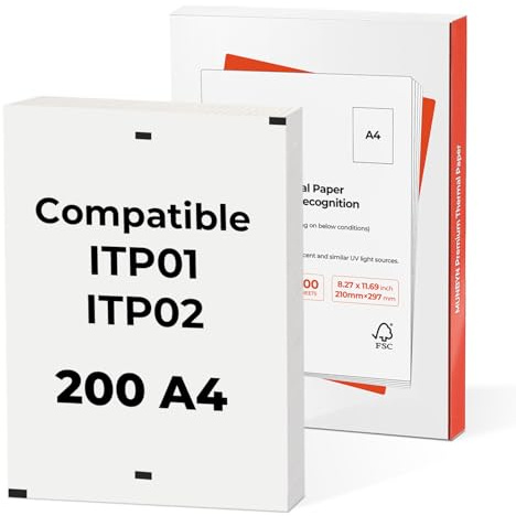 MUNBYN A4 Thermopapier für ITP02 Mobiler Drucker A4