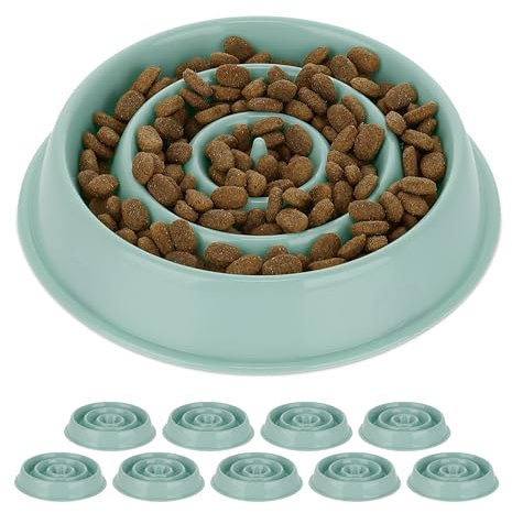 Relaxdays 10x Ciotola Anti-Ingozzamento per Cani, 400 ml, Lenta Assunzione del Cibo, Adatta alla Lavastoviglie, Blu