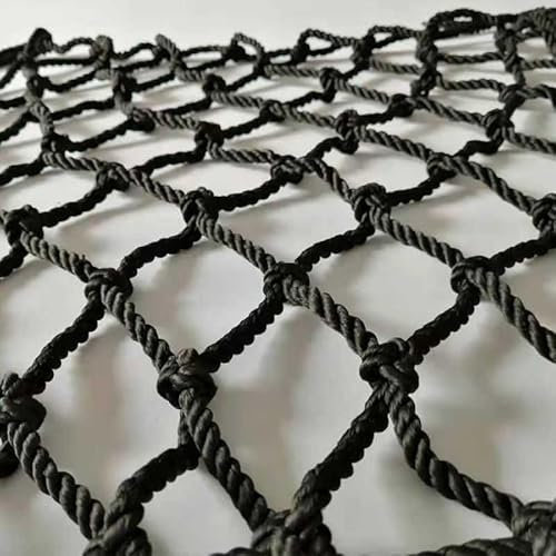 JITEM Kletternetz für Kinder, schwarzes geflochtenes Seilnetz, Schutznetz Kinder, Sicherheitsnetz für den Innen- und Außenbereich, Balkongeländer, Treppenschutznetz(Size:7 * 7m(23.1 * 23.1ft))