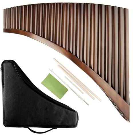 Panflöte aus Bambus C-Tonart 25 Pfeifen Panflöte Panflöten Holzblasinstrument Bambus Keine Holzstreifen auf der Unterseite(Left)