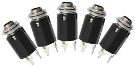 CORHAD 5 Stück Robuste 6,35mm Gitarrenbuchse für E-gitarren aus Kunststoff und Metall Langlebiger Ersatz mit Einfacher Lötverbindung für Musikzubehör