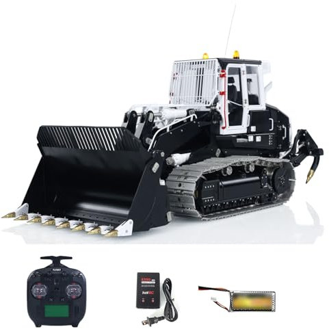 TOUCAN RC HOBBY LESU 1/14 973K RC Chargeur hydraulique RC suivi Transfert Camion Construction Véhicules Modèle Pelle ouvrante Arrière Charrue ST8 Télécommande Blanc Noir