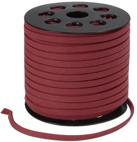 PATIKIL 50 Yardas x 5mm Cordón De Cuero Sintético De Piel De Ante Falso, Cordón De Cuero para Hacer Pulseras Collares Abalorios Manualidades DIY, Rojo Oscuro