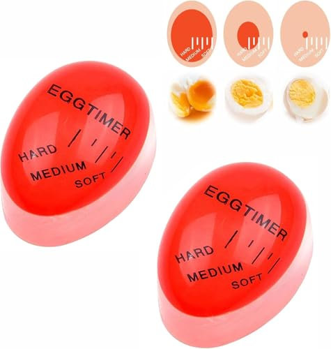 Temporizador de Huevos para cocinar, Temporizador de Resina, Temporizador para Huevos cocidos, para casa, Restaurante, 2 Unidades, Comprueba el Grado de cocción, Reutilizable