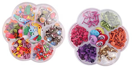STOBOK Bunte Metall Brads Für Mädchen Bastelmaterial Mit Aufbewahrungsbox Farbenfrohe Nägel Für Kreative Handarbeiten Scrapbooking Und Bastelprojekte
