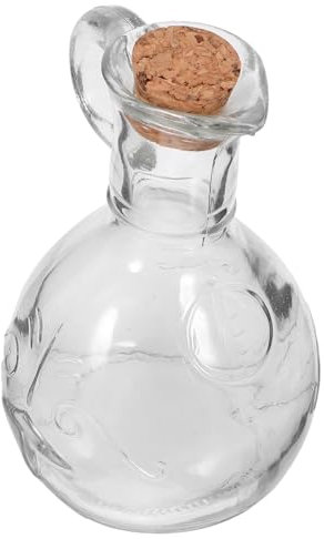 NAMOARLY Glass Oil Dispenser Bottle 200ml Spout and Handle, Glass Oil and Vinegar Cruet Wooden Stopper for Kitchen Seasoning and Cooking