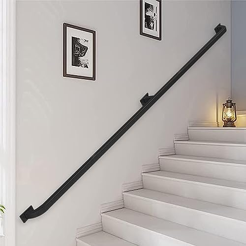 Corrimano moderno in ferro battuto per scale per interni ed esterni, nero, 200 cm