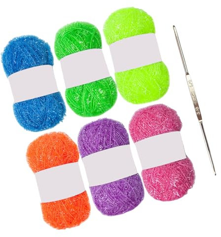 120 Yards Crocheting Yarn Sparkling Knitting Yarn for Crocheting Dishcloths Polyester Yarn 1.76oz 120 Yards Each Skein