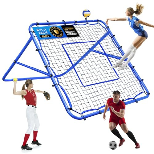 Volleyboll Rebounder nät, fotboll baseball studsning pitchback nät, 1,2 x 1,2 m justerbara målövningsnät, enkel installation, softboll, studs, ryggträningsutrustning, förbättrar sportträning för