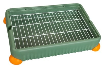 perfk Lettiera per Conigli Gabbia per Toilette con griglia Anti-Schizzi Toilette angolare per Conigli Lettiera angolare per furetti Ratti Coniglio, L, Verde