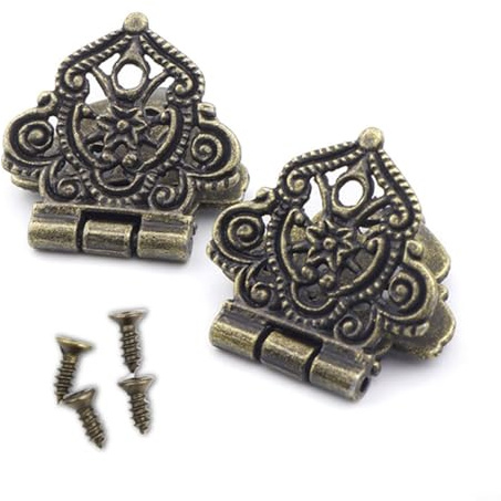 Aprilsunnyzone Dekorative Scharniere, Antik-Bronze, Türbeschläge, Vintage-Stil, Zinklegierung, Möbelscharnier für Holzkisten, Schränke, mit Schrauben, 53 x 28 mm (Antik-Bronze), 10 Stück