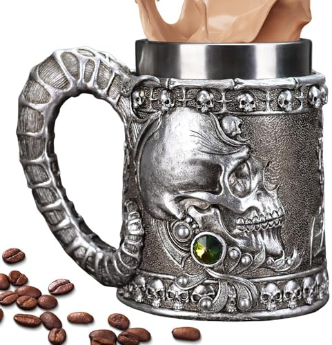 Fenytay Beer Stein | Stainless Steel Beer Mugs for Men - Novelty Cool, Reusable Insulated Drinkware with Handle for Drinking, Birthday, Home, Camping, Halloween Party