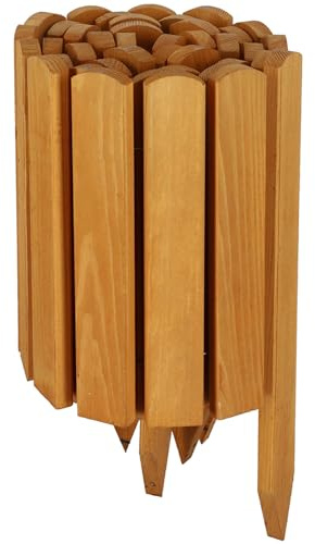 KOTARBAU® Beeteinfassung 200 x 30 cm, Rollborder aus Holz, Rasenkante | Flexible Beetumrandung, Beet Zaun, Abgrenzung für Blumenbeete, Mini Steckzaun, Garten Deko, Kiefernholz, Eiche
