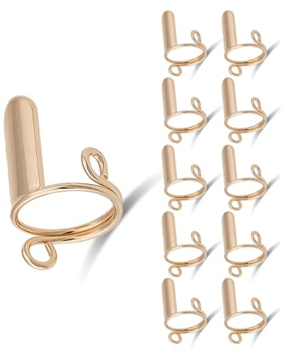 Juego de 10 anillos de uñas ajustables (sin pegamento) desmontables, reutilizables, para decoración de uñas acrílicas