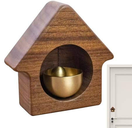 Kleine Türglocke - handgefertigte Messingholz -Magnetglocken für japanische Wind mit Chime -Design, Ladenbesitzer -Türen Ornament für Zuhause, Laden, Bürogebrauch, dekorative Hängealarm 3.39x3.35x1,18